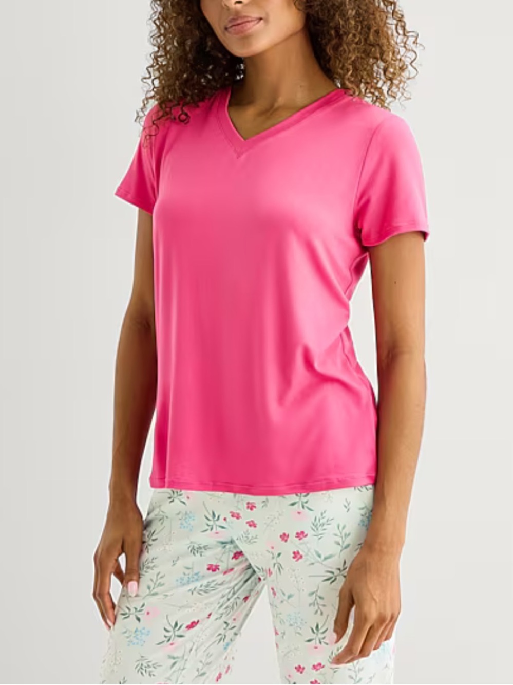 Jaclyn Womens V-Neck Short Sleeve 2-pc. Pajama Set